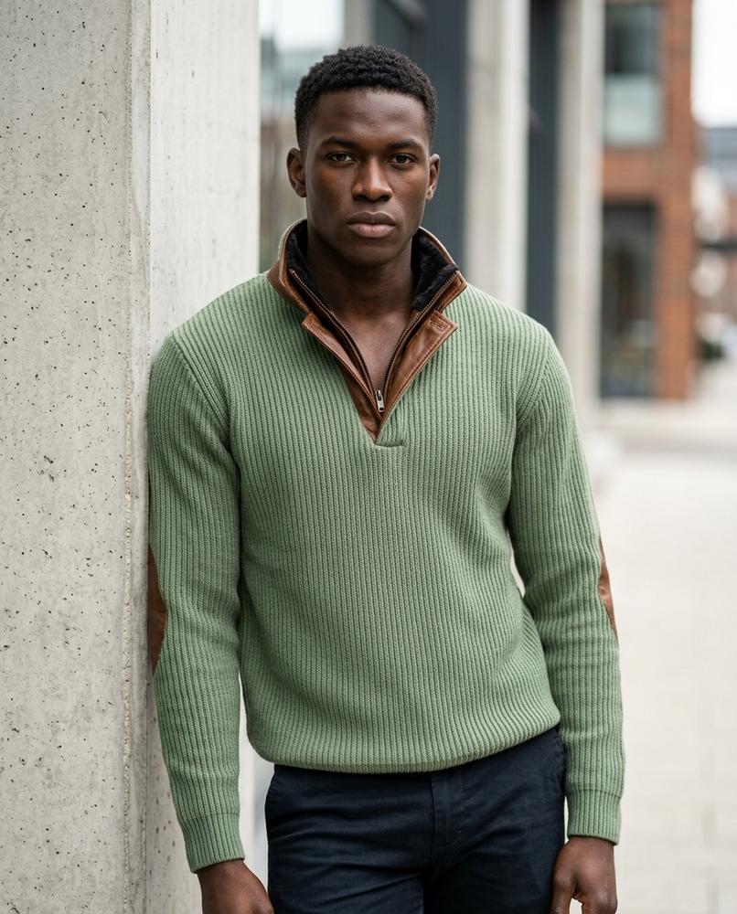 Zumieze - Semel | Rib-Knit Quarter-Zip Sweater Men