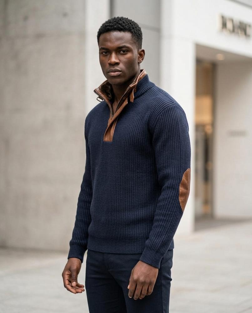 Zumieze - Semel | Rib-Knit Quarter-Zip Sweater Men