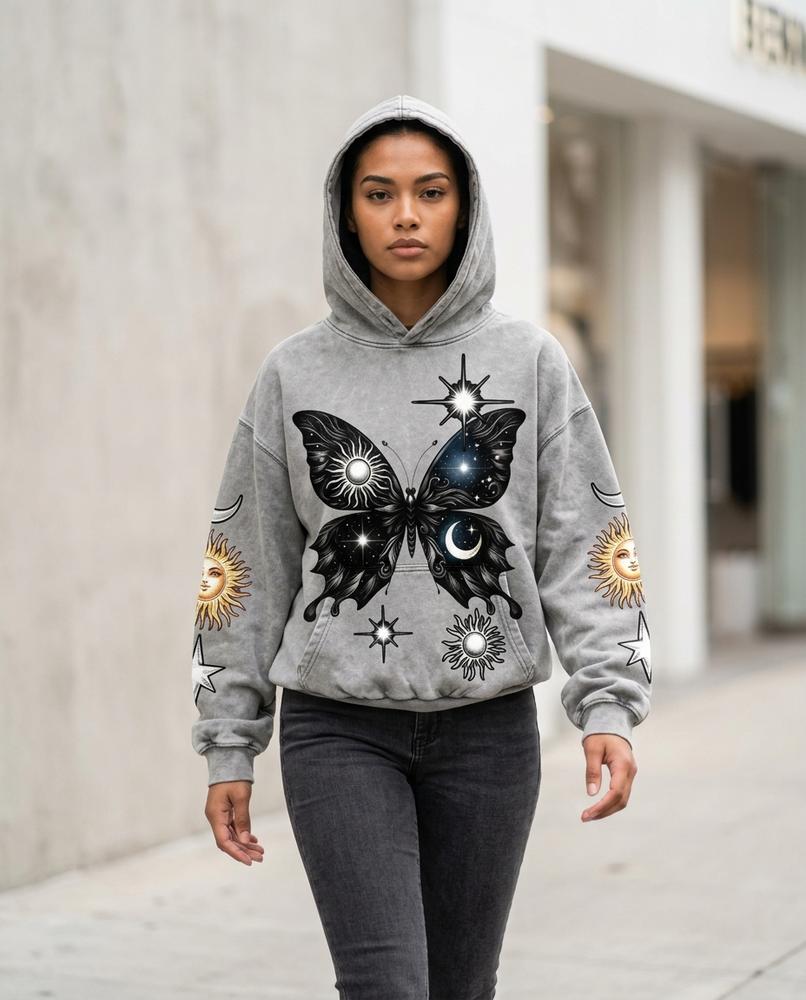 Zumieze - Damar | Printed Relaxed-Fit Hoodie Women