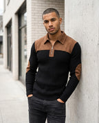 Zumieze - Ralan | Rib-Knit Suede-Paneled Sweater Men