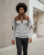 Zumieze - Ralan | Rib-Knit Suede-Paneled Sweater Men
