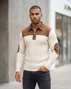 Zumieze - Ralan | Rib-Knit Suede-Paneled Sweater Men