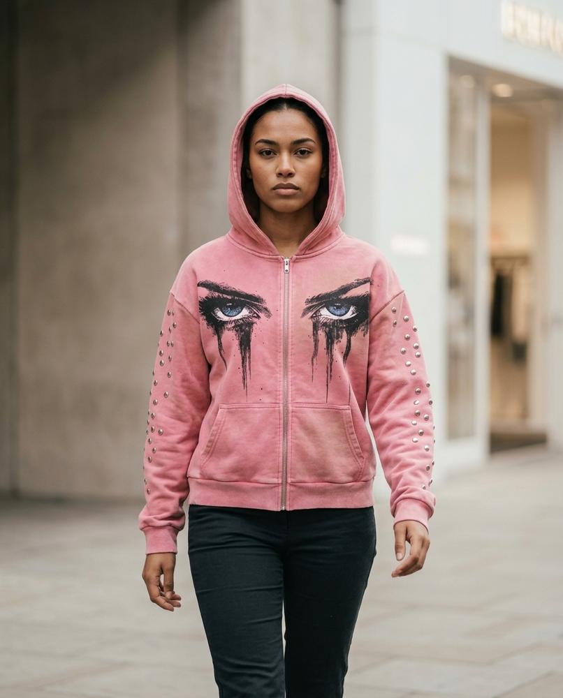Zumieze - Kalar | Printed Studded Hoodie Unisex