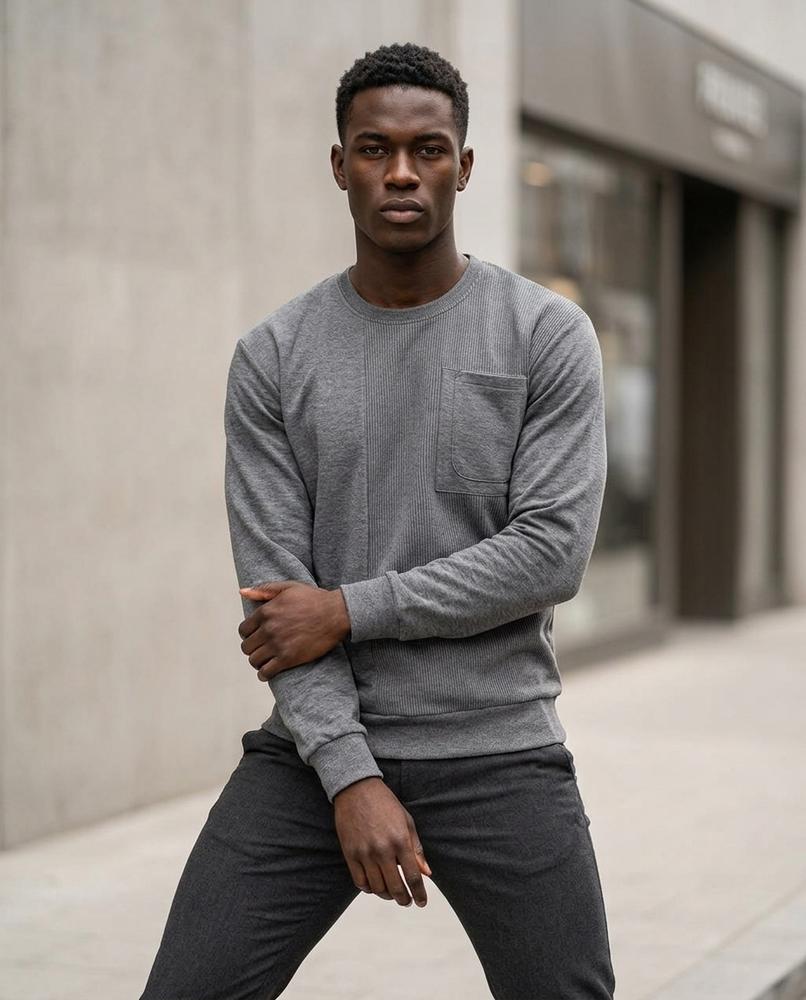 Zumieze - Kalen | Ribbed Paneled Sweatshirt Men