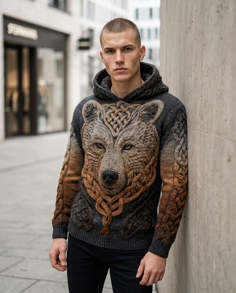 Zumieze - Neral | Cable-Knit Graphic Hoodie Men