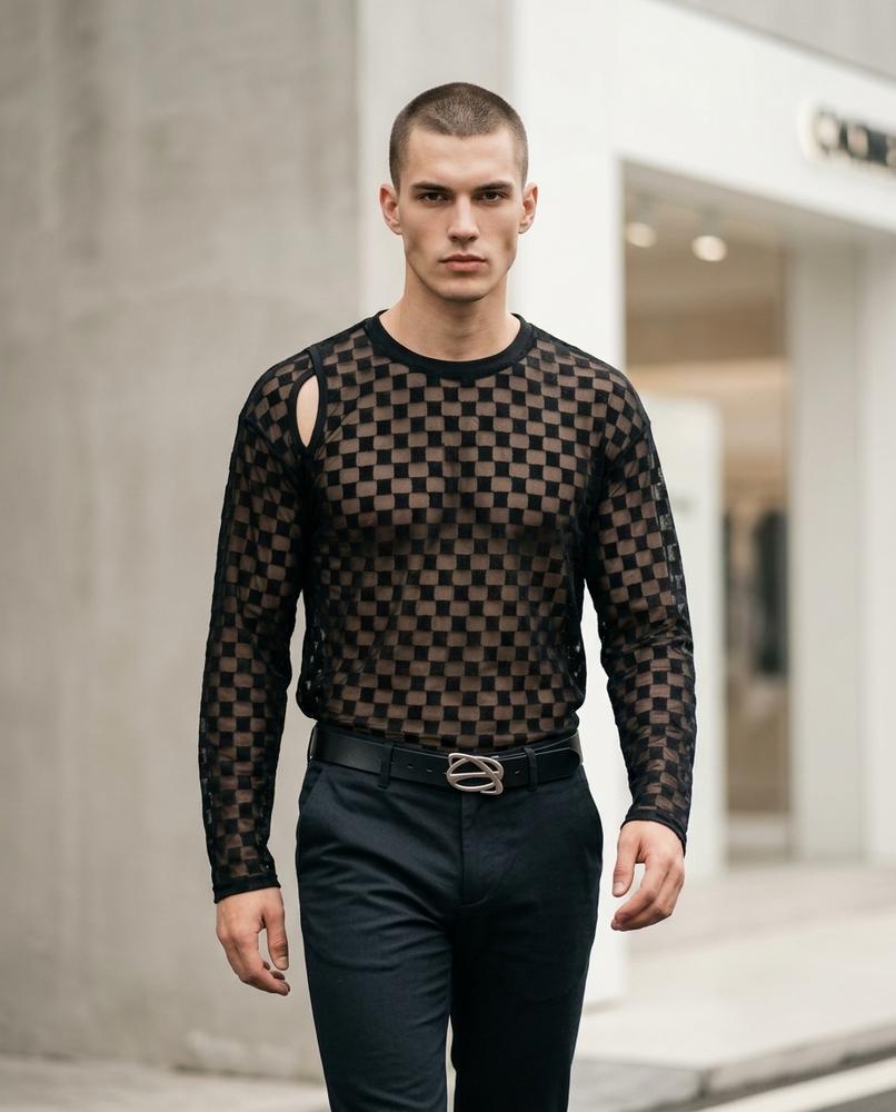 Zumieze - Kasol | Sheer Checkered Top Men