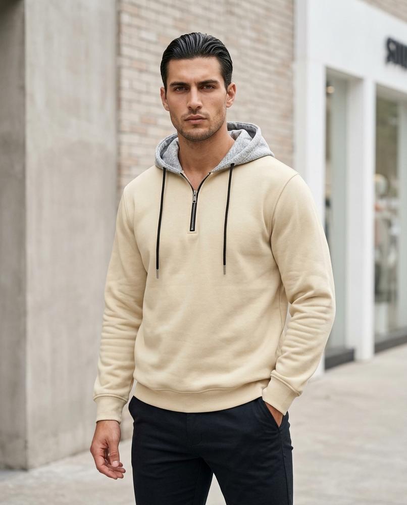 Zumieze - Lalev | Two-Tone Quarter-Zip Hoodie Men