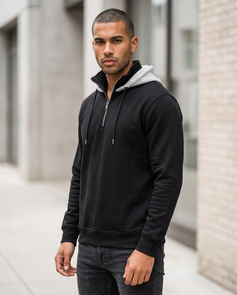 Zumieze - Lalev | Two-Tone Quarter-Zip Hoodie Men