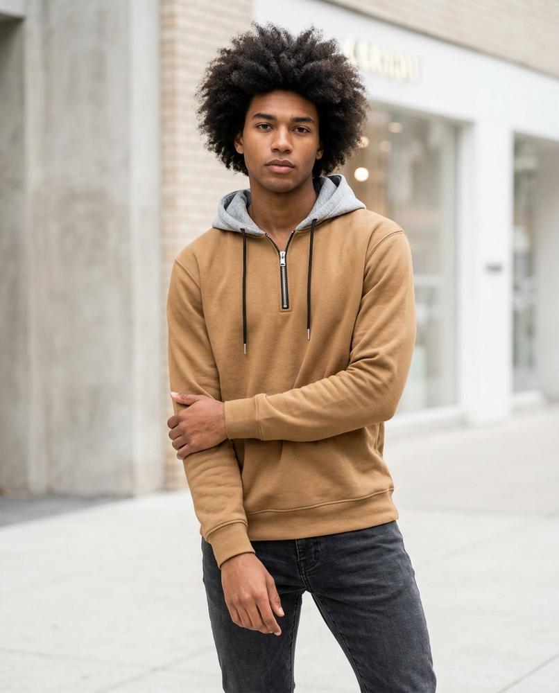 Zumieze - Lalev | Two-Tone Quarter-Zip Hoodie Men