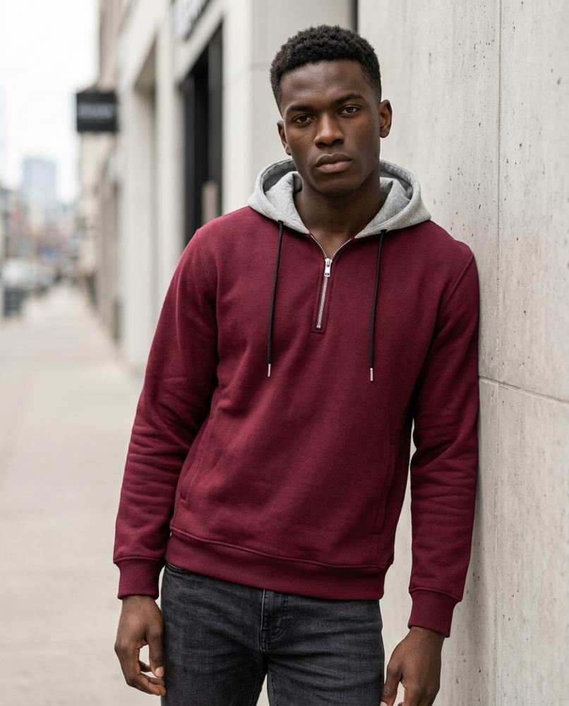 Zumieze - Lalev | Two-Tone Quarter-Zip Hoodie Men