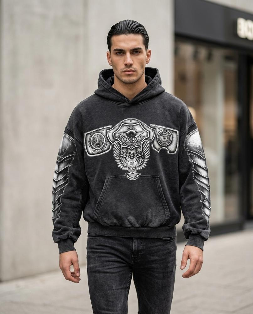 Zumieze - Catir | Printed Acid-Washed Hoodie Men
