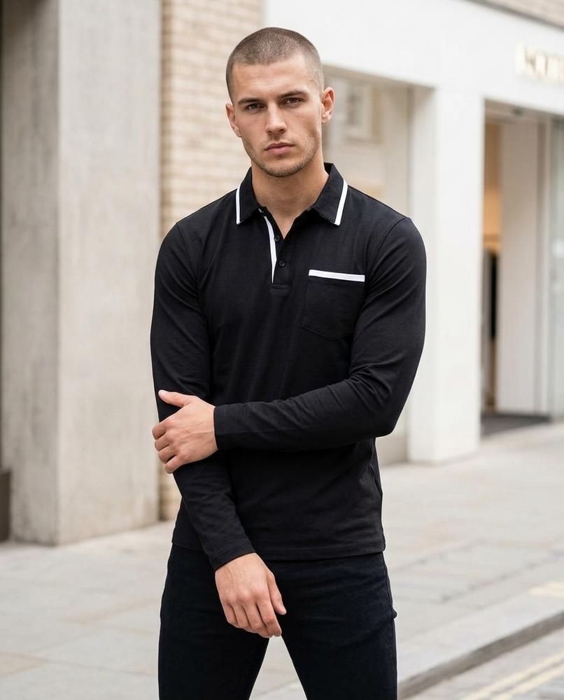 Zumieze - Mamir | Long-Sleeved Contrast-Trim Shirt Men