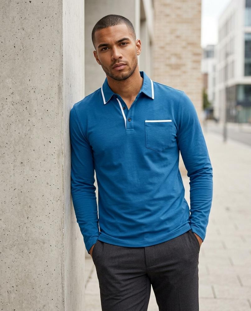 Zumieze - Mamir | Long-Sleeved Contrast-Trim Shirt Men