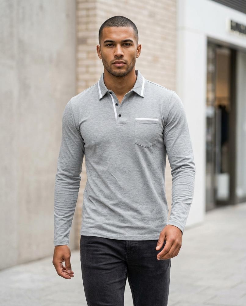 Zumieze - Mamir | Long-Sleeved Contrast-Trim Shirt Men