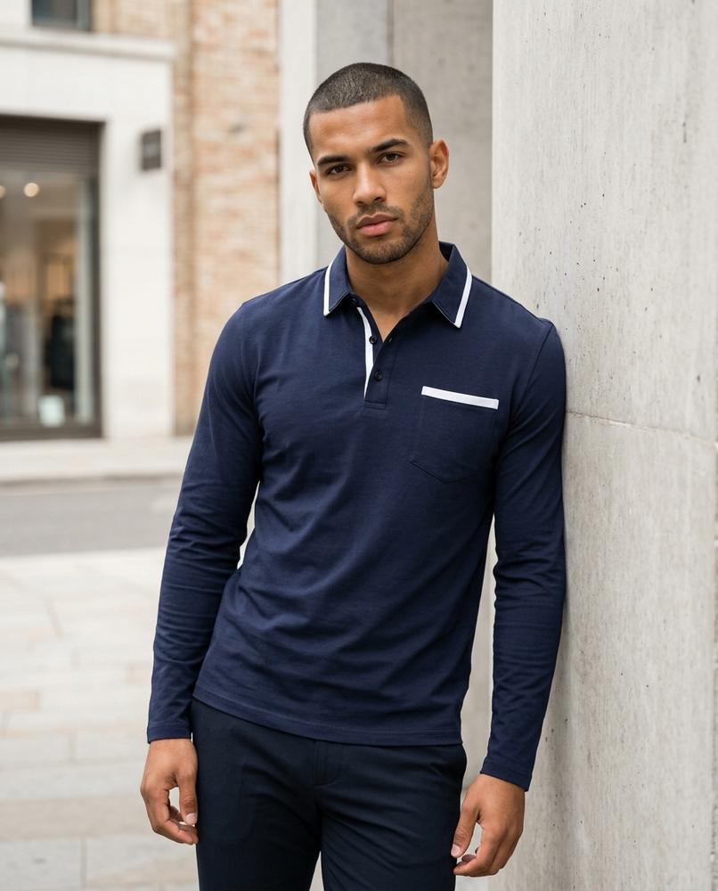 Zumieze - Mamir | Long-Sleeved Contrast-Trim Shirt Men
