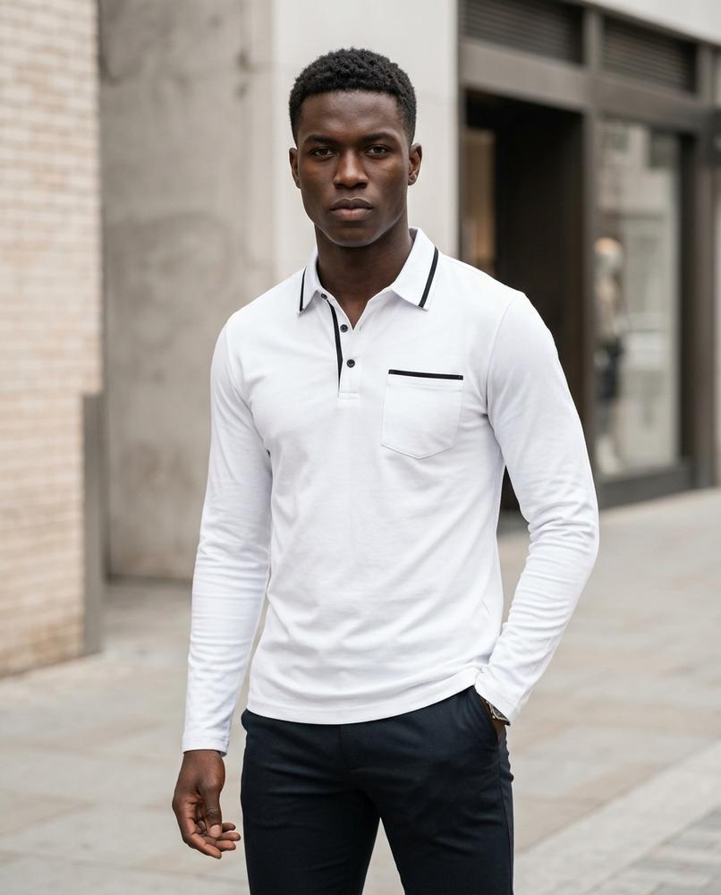 Zumieze - Mamir | Long-Sleeved Contrast-Trim Shirt Men