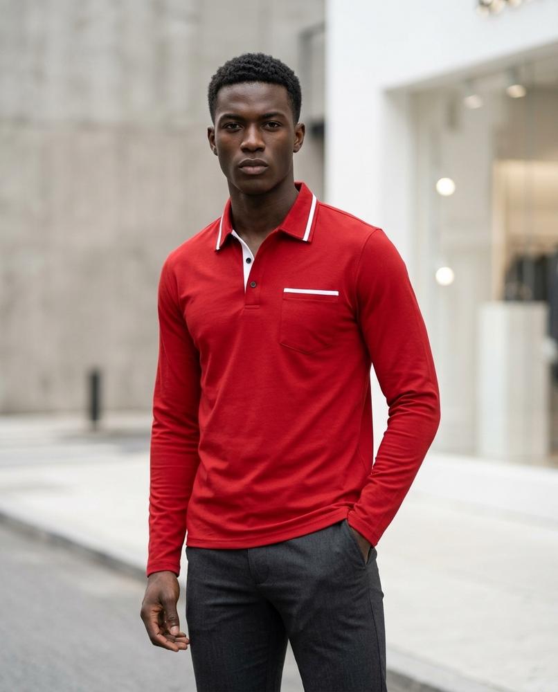 Zumieze - Mamir | Long-Sleeved Contrast-Trim Shirt Men