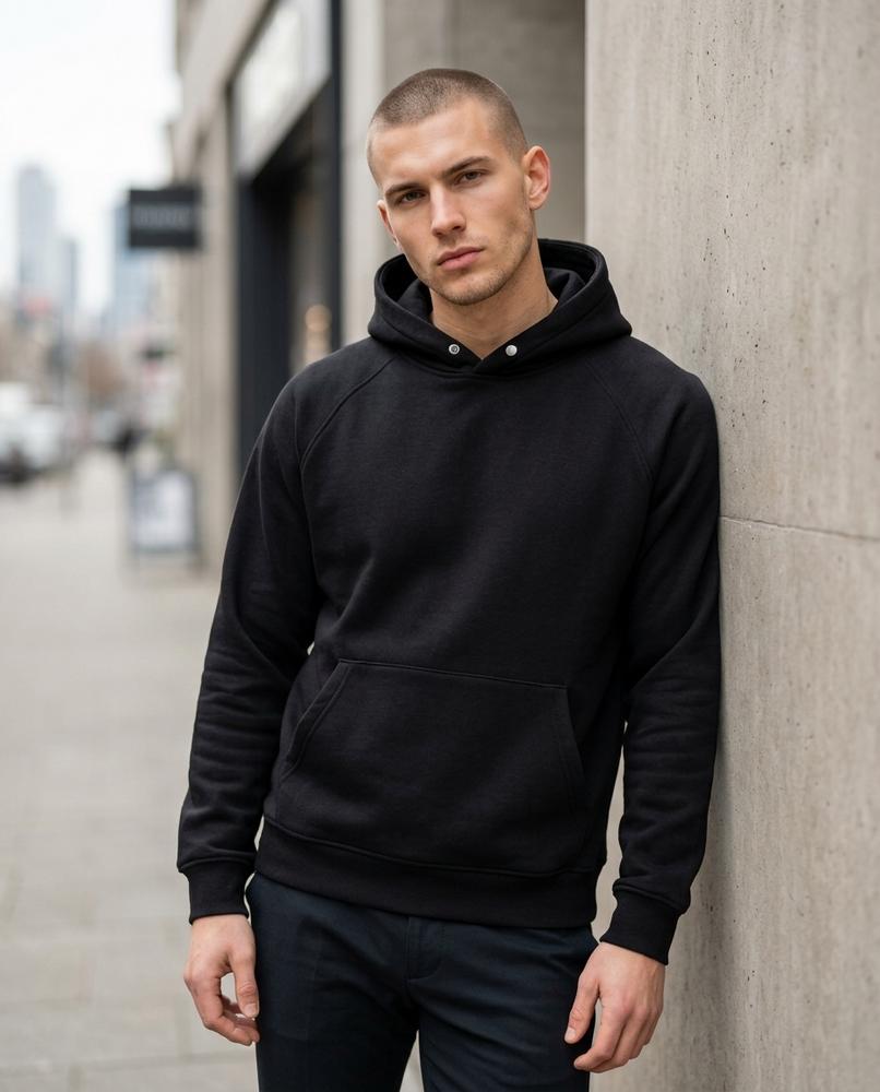 Zumieze - Lelar | Button-Neck Raglan-Sleeve Hoodie Men