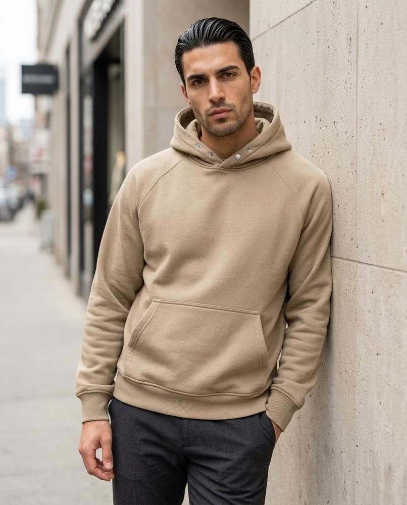 Zumieze - Lelar | Button-Neck Raglan-Sleeve Hoodie Men