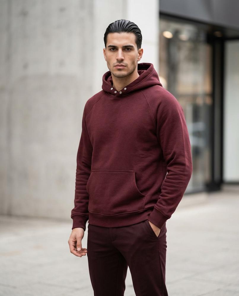 Zumieze - Lelar | Button-Neck Raglan-Sleeve Hoodie Men