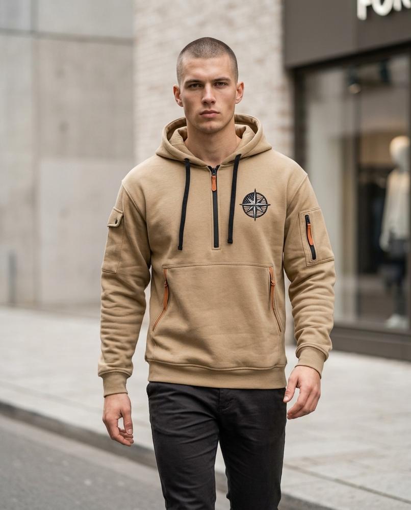 Zumieze - Rorel | Quarter-Zip Embroidered Hoodie Men
