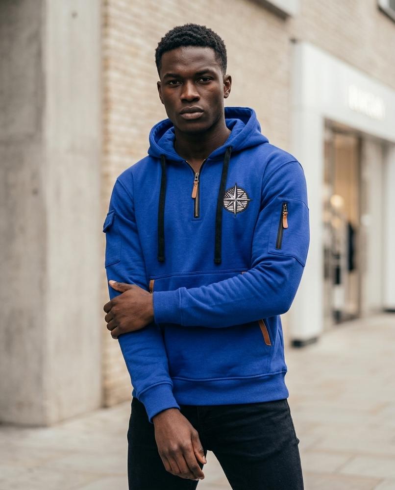 Zumieze - Rorel | Quarter-Zip Embroidered Hoodie Men