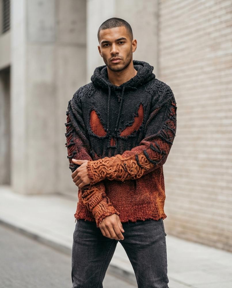 Zumieze - Kevar | Distressed Textured-Knit Hoodie Men
