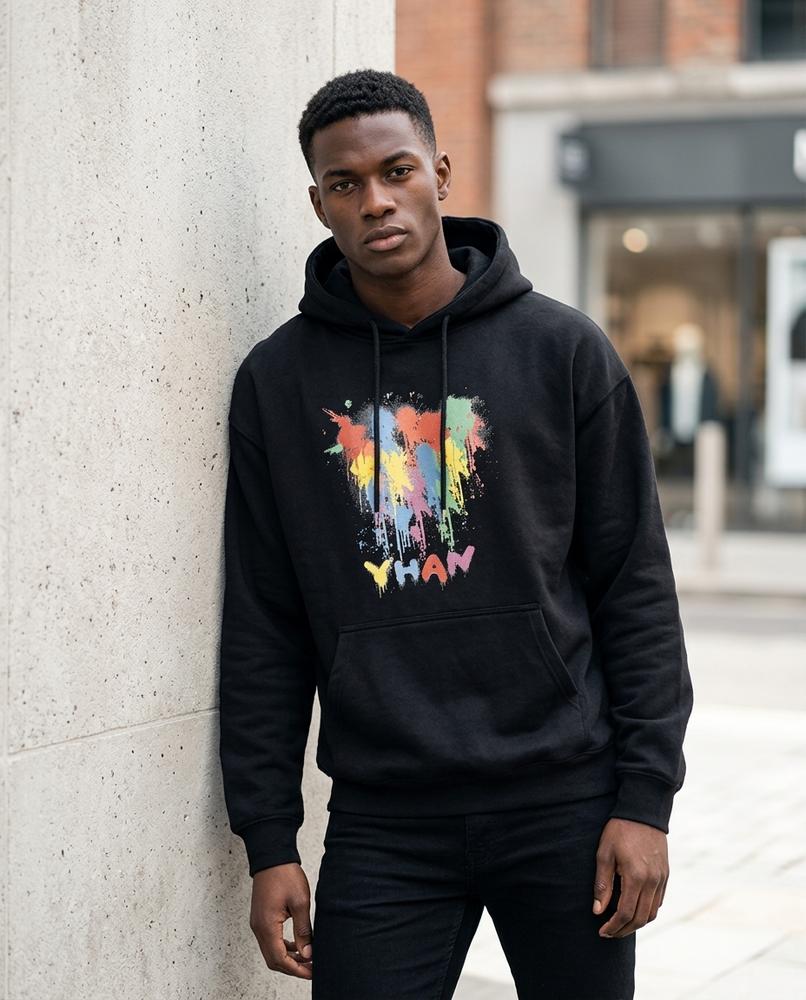 Zumieze - Calen | Printed Fleece-Lined Hoodie Men