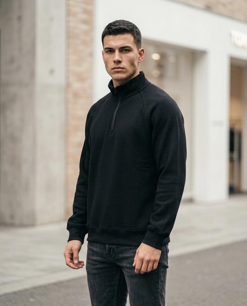 Zumieze - Lolen | Ribbed Zip-Neck Sweatshirt Men