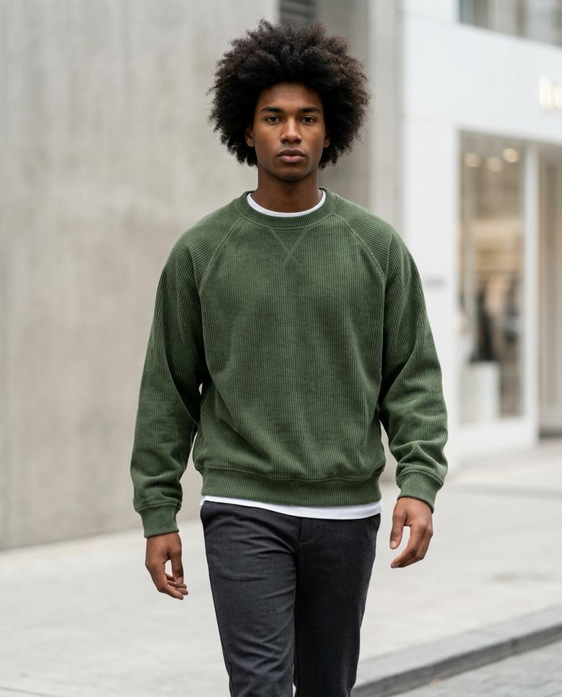 Zumieze - Rasol | Corduroy Raglan Sleeve Sweatshirt Men