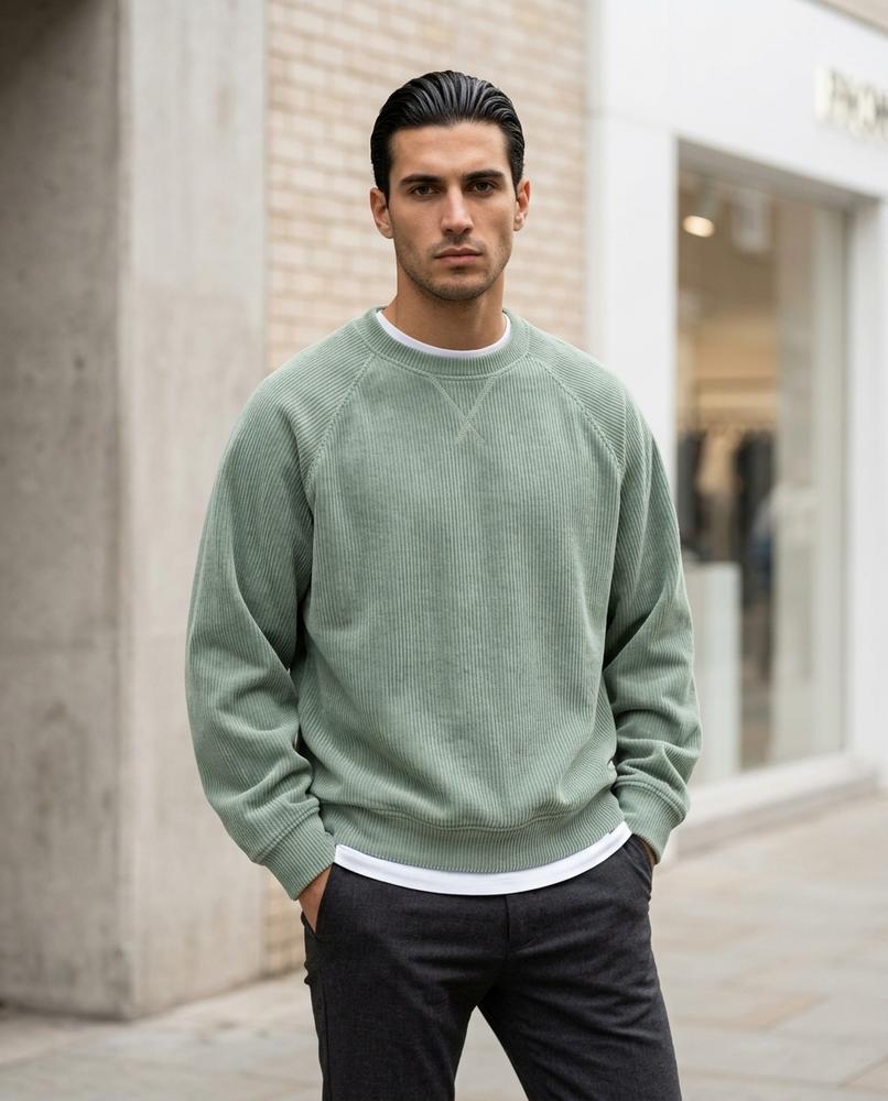 Zumieze - Rasol | Corduroy Raglan Sleeve Sweatshirt Men