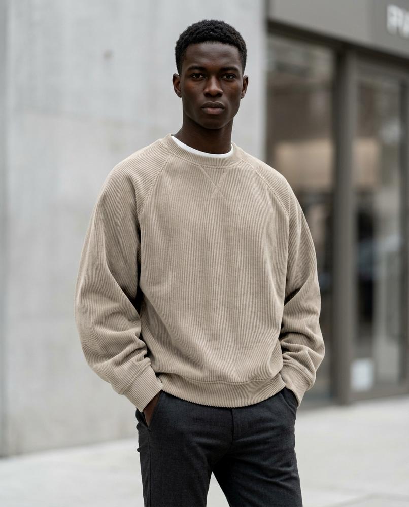Zumieze - Rasol | Corduroy Raglan Sleeve Sweatshirt Men