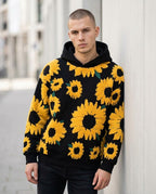 Zumieze - Vilar | Textured Sunflower Print Hoodie Men