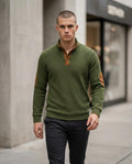 Zumieze - Vanav | Rib-Knit Suede-Trimmed Sweater Men