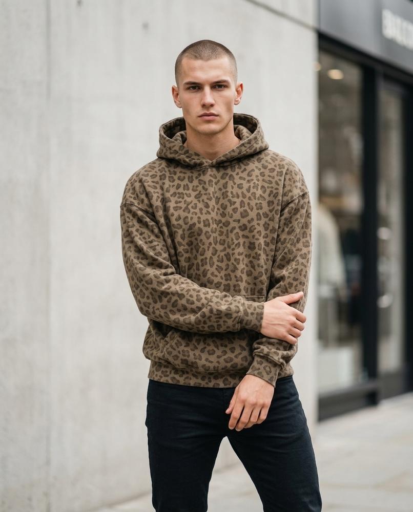 Zumieze - Elken | Leopard Print Zip-Up Hoodie Men