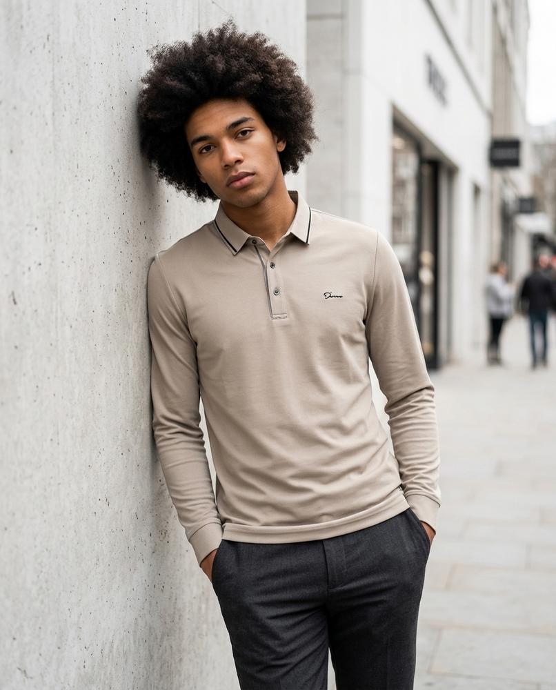 Zumieze - Rator | Long-Sleeved Tipped-Collar Polo Shirt Men