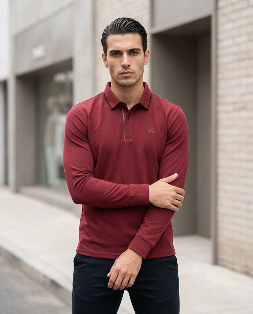 Zumieze - Rator | Long-Sleeved Tipped-Collar Polo Shirt Men