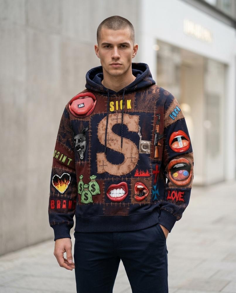 Zumieze - Tilev | Patched Appliquéd Hoodie Unisex