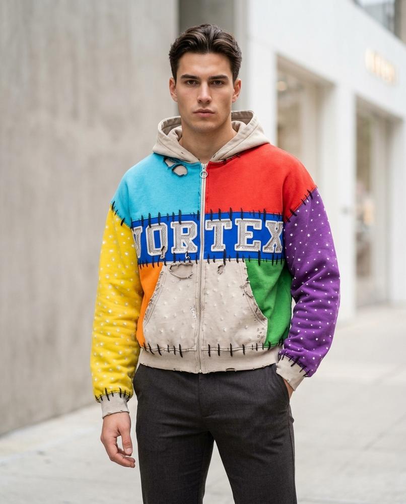 Zumieze - Vavar | Patchwork Zip-Up Hoodie Men