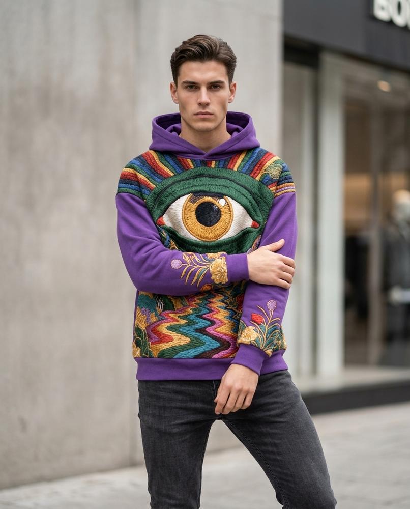 Zumieze - Mikar | Embroidered Multicolor Hoodie Men