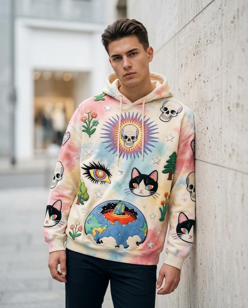 Zumieze - Arlev | Embroidered Tie-Dye Hoodie Unisex