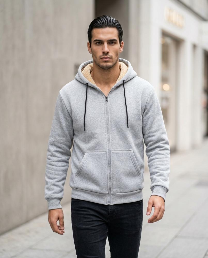 Zumieze - Keser | Sherpa-Lined Zip-Up Hoodie Men