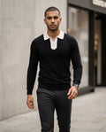 Zumieze - Risen | Zip-Neck Contrast-Collar Sweater Men