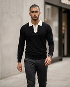 Zumieze - Risen | Zip-Neck Contrast-Collar Sweater Men
