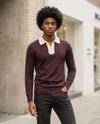 Zumieze - Risen | Zip-Neck Contrast-Collar Sweater Men