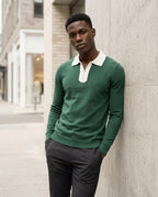 Zumieze - Risen | Zip-Neck Contrast-Collar Sweater Men