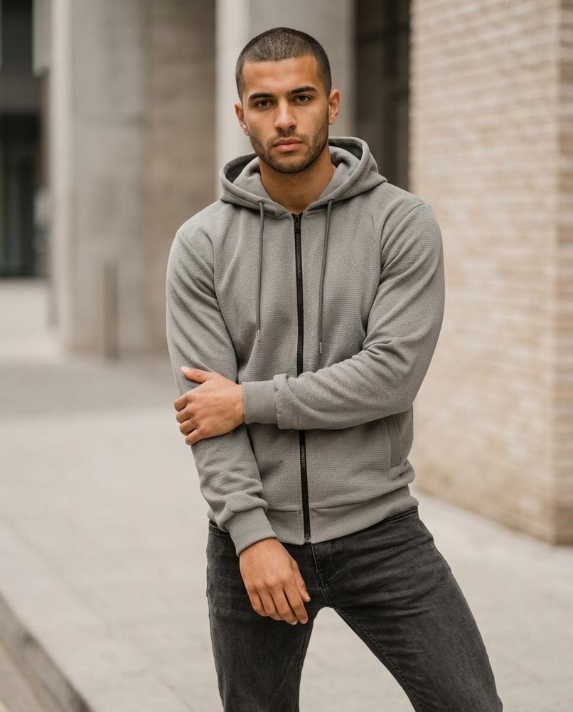 Zumieze - Timer | Textured Zip-Up Hoodie Men