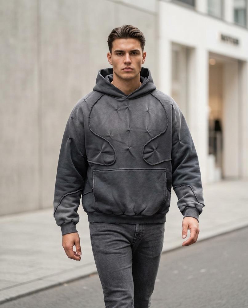 Zumieze - Zaram | Quilted Washed-Out Hoodie Unisex