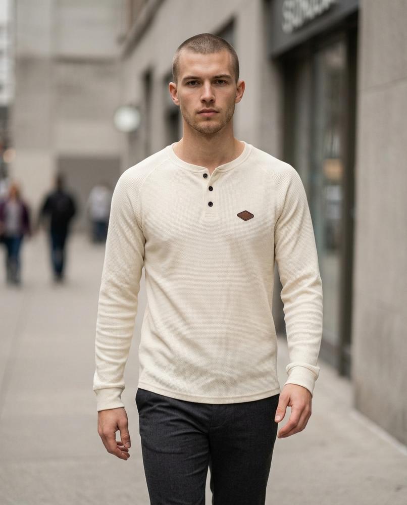 Zumieze - Lamar | Waffle-Knit Henley Shirt Men