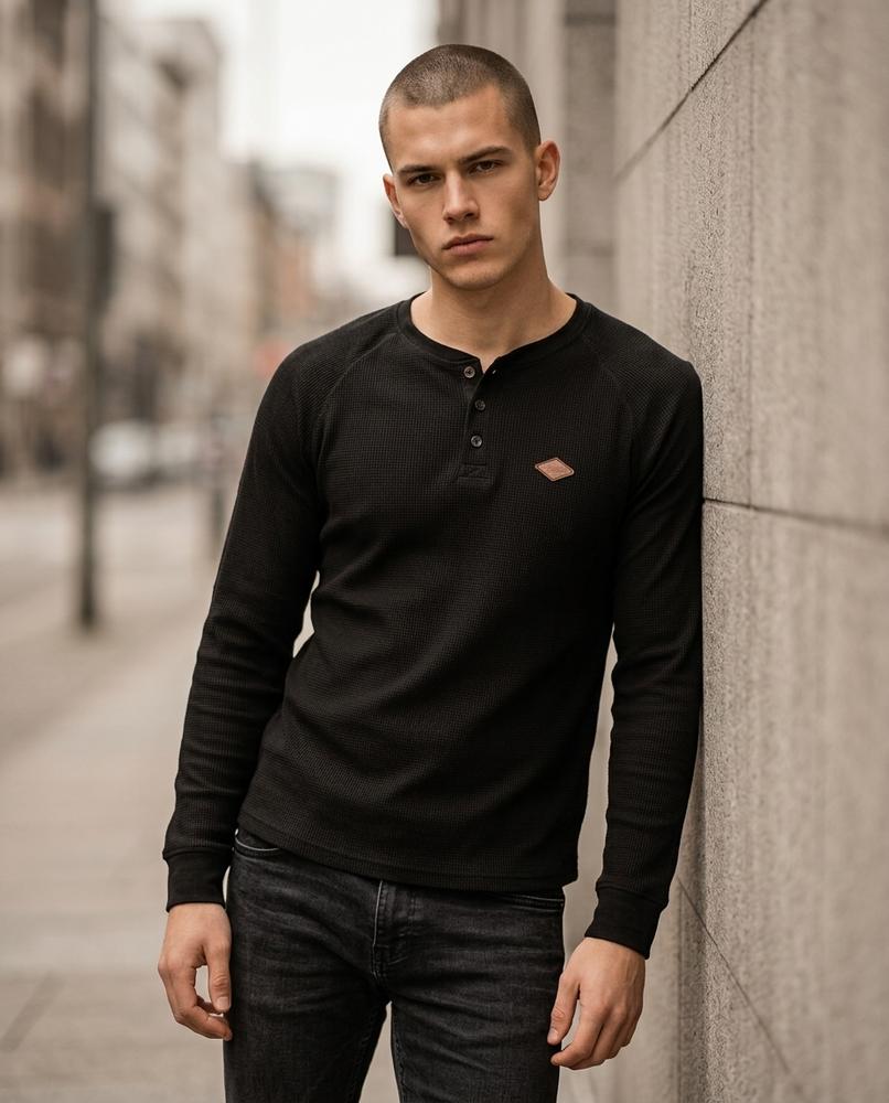 Zumieze - Lamar | Waffle-Knit Henley Shirt Men
